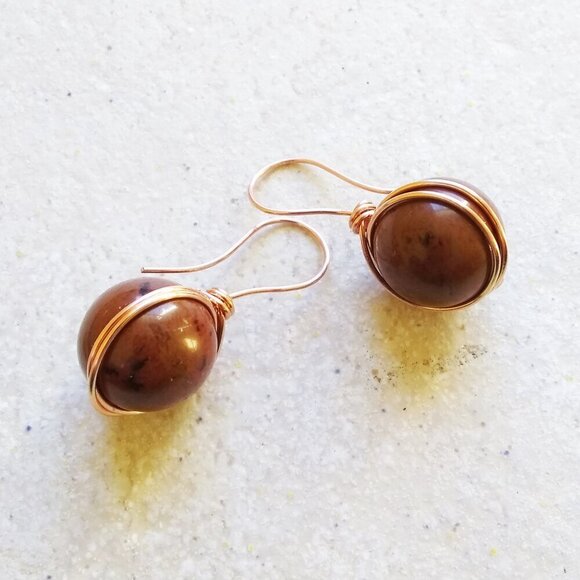 Mahagony Obsidian Spheres! Big & Chunky Wire Wrapped Beauties! Power Chi Flow - Picture 1 of 9